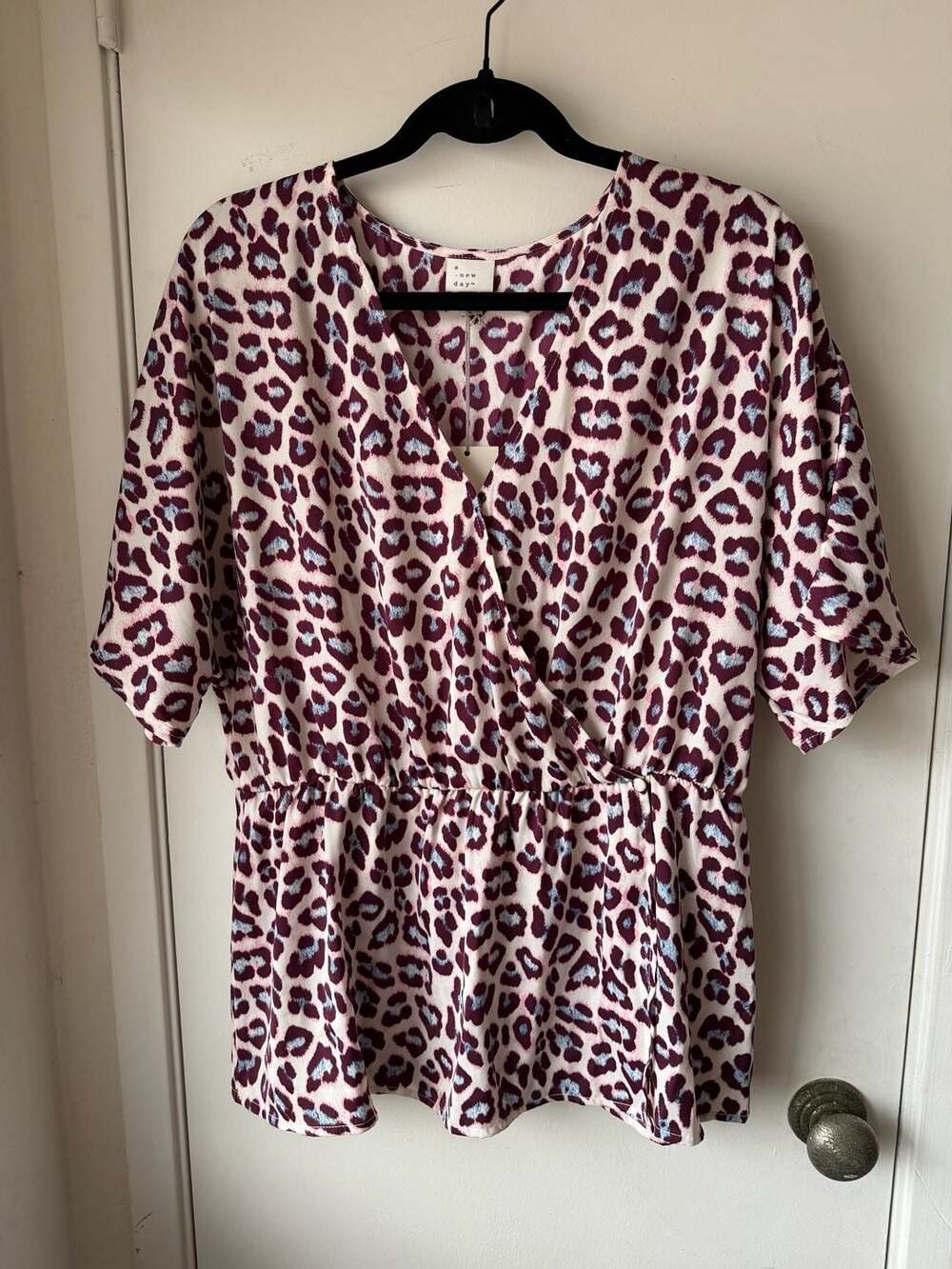 A New Day Leopard Print Peplum Blouse